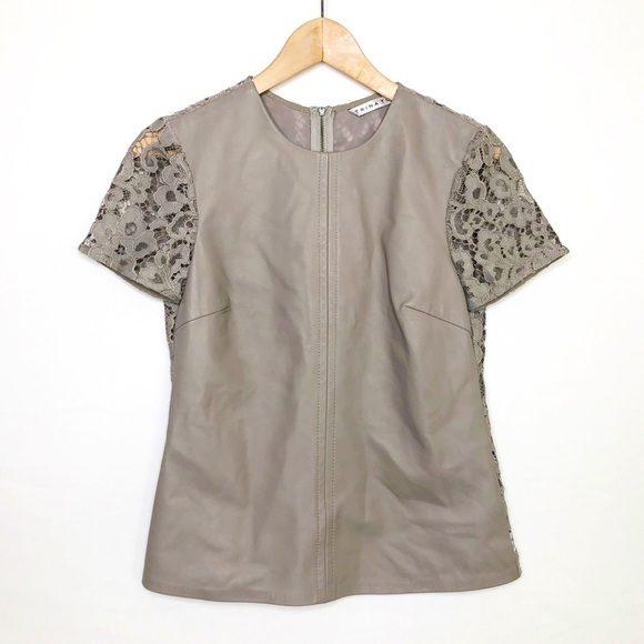 Trina Turk tan Lace and leather top - Picture 1 of 11